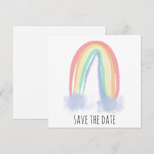 sparen de datum waarop de waterverf de regenboog h save the date (Voorkant / Achterkant)