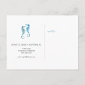 Sparen de Datum Waterverf Blauwe Zeepaard Briefkaa Briefkaart (Achterkant)