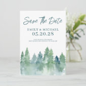 Sparen de Datum Waterverf Bosbomen Woodland Save The Date (Staand voorkant)