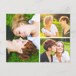 Sparen de Datum Waterverf Wildbloemen 3-Foto Briefkaart