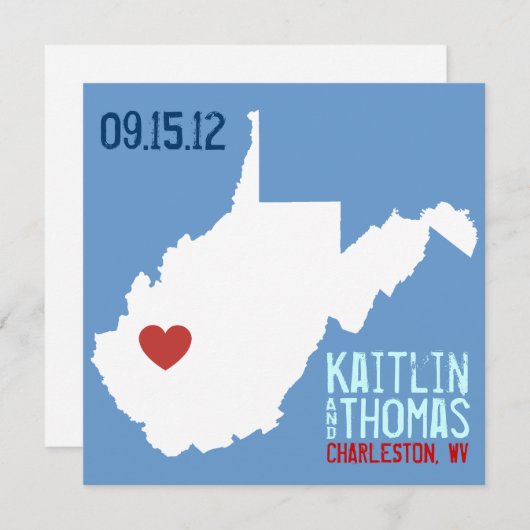 Sparen de Datum -  - West Virginia Save The Date (Voorkant / Achterkant)
