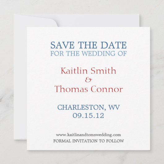 Sparen de Datum - - West Virginia Save The Date (Achterkant)