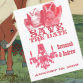 Sparen de Datum Westerne Roze Cowboy Pet Chandelie Aankondigingskaart