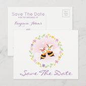 Sparen de Datum Whimsical Pink Weddenschap Briefkaart (Voorkant / Achterkant)