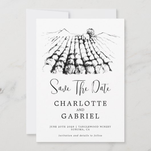 Sparen de Datum Winery Wedding Save The Date (Voorkant)