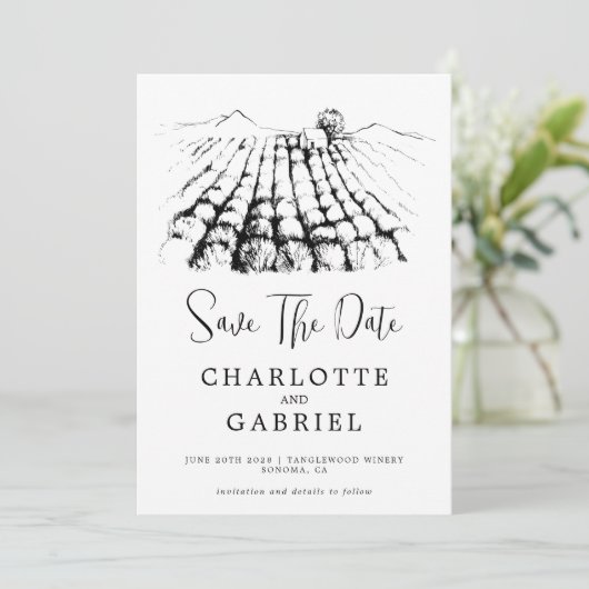 Sparen de Datum Winery Wedding Save The Date (Staand voorkant)