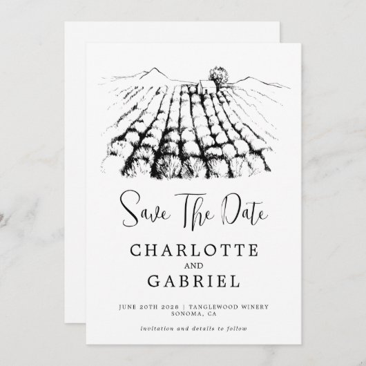 Sparen de Datum Winery Wedding Save The Date (Voorkant / Achterkant)