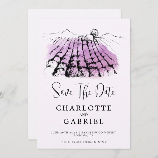 Sparen de Datum Winery Wedding Save The Date (Voorkant / Achterkant)