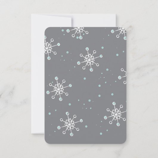Sparen de Datum Wintersnowflake Partij Blauwe Grij Save The Date (Achterkant)