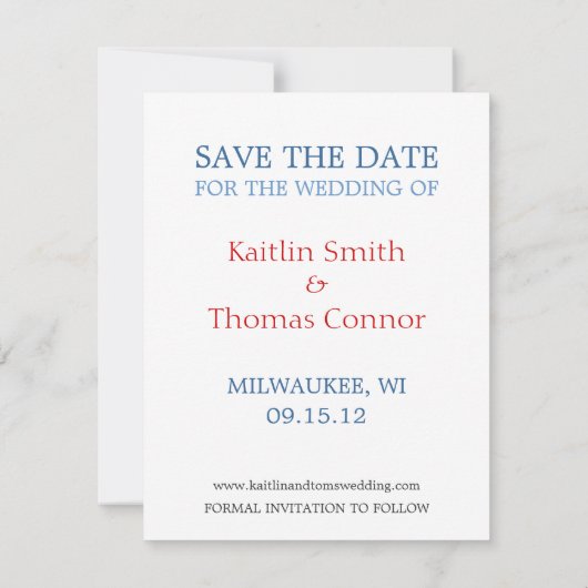 Sparen de Datum - - Wisconsin Save The Date (Achterkant)