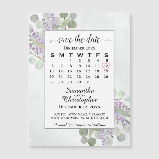 Sparen de Datum Witte Agenda van de Lavender Eucal (Voorkant)