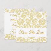 Sparen de Datum Witte Cream Floral Damask Save The Date (Voorkant / Achterkant)