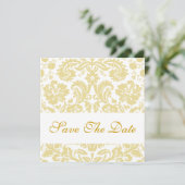 Sparen de Datum Witte Cream Floral Damask Save The Date (Staand voorkant)