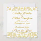 Sparen de Datum Witte Cream Floral Damask Save The Date (Achterkant)