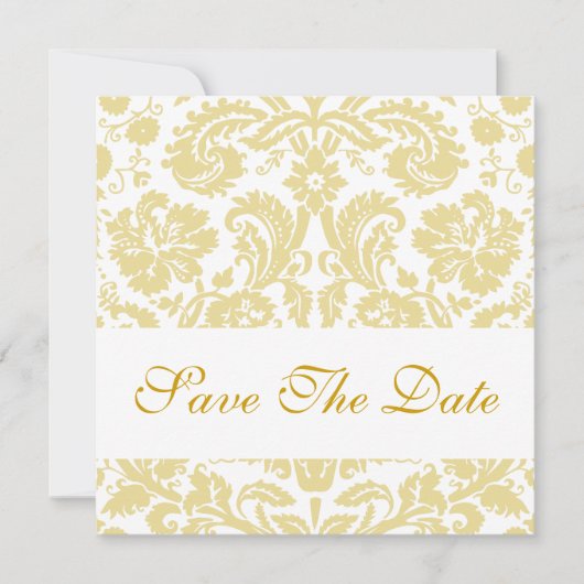 Sparen de Datum Witte Cream Floral Damask Save The Date (Voorkant)