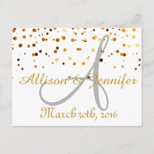 Sparen de datum Witte en Glitter Faux Folie Aankondigingskaart