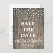 Sparen de datum Witte en Glitter Faux Folie Aankondigingskaart (Voorkant / Achterkant)