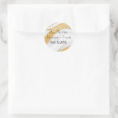 Sparen de Datum| Witte en Gouden Marmer Ronde Sticker (Tas)