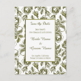 Sparen de Datum Witte Faux Gold Rozen Briefkaart