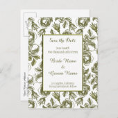 Sparen de Datum Witte Faux Gold Rozen Briefkaart (Voorkant / Achterkant)