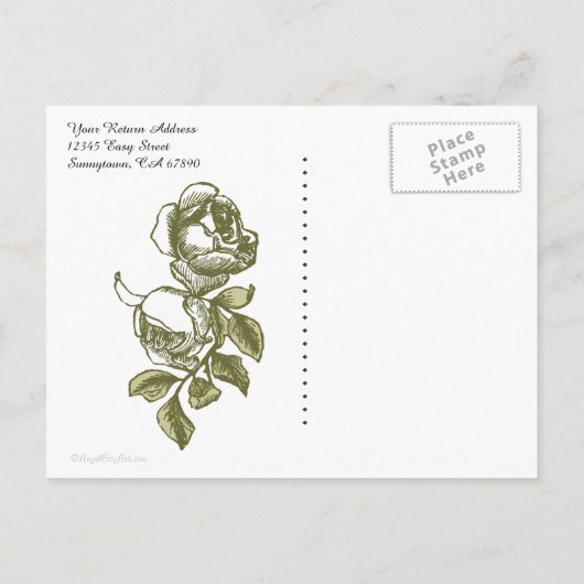 Sparen de Datum Witte Faux Gold Rozen Briefkaart (Achterkant)