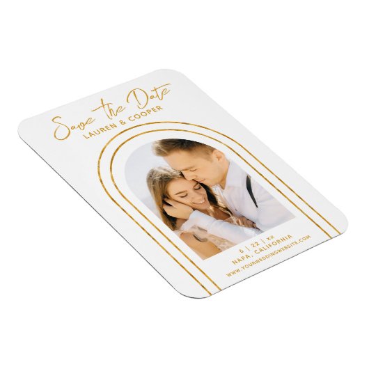 Sparen de Datum Witte Gouden Kunst Deco Weddenscha Magneet (Rechterzijde)