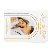 Sparen de Datum Witte Gouden Kunst Deco Weddenscha Magneet (Horizontaal)