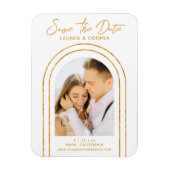 Sparen de Datum Witte Gouden Kunst Deco Weddenscha Magneet (Verticaal)