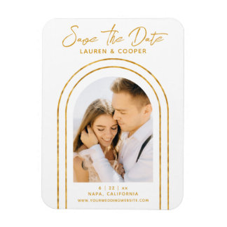 Sparen de Datum Witte Gouden Kunst Deco Weddenscha Magneet