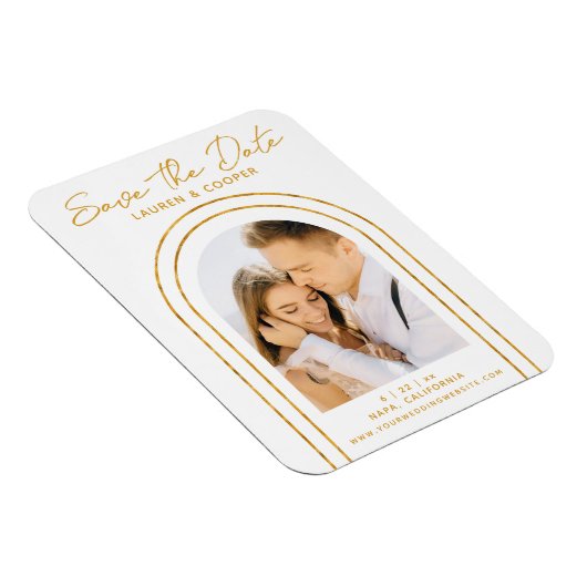 Sparen de Datum Witte Gouden Kunst Deco Weddenscha Magneet (Rechterzijde)