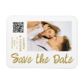 Sparen de Datum Witte Gouden Modern Weddin Magneet (Horizontaal)