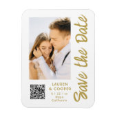 Sparen de Datum Witte Gouden Modern Weddin Magneet (Verticaal)