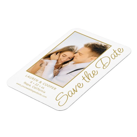 Sparen de Datum Witte Gouden Moderne Woensdag Magneet (Linkerzijde)