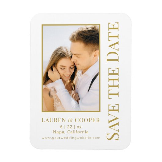 Sparen de Datum Witte Gouden Moderne Woensdag Magneet (Verticaal)