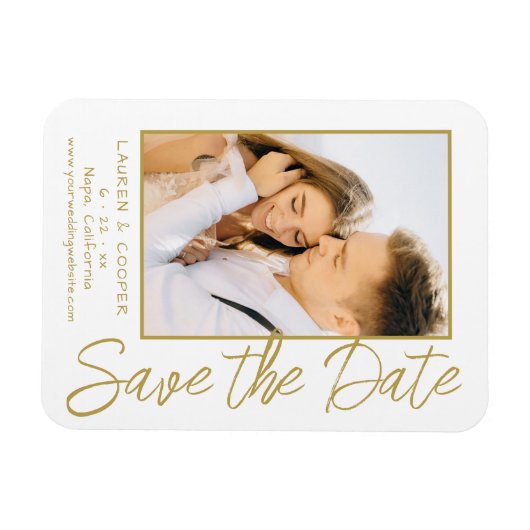 Sparen de Datum Witte Gouden Moderne Woensdag Magneet (Horizontaal)