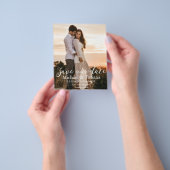 sparen de datum witte handschrijvende trouwfoto flyer (Hand)