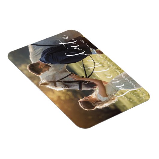 sparen de datum witte handschrijvende trouwfoto magneet (Rechterzijde)