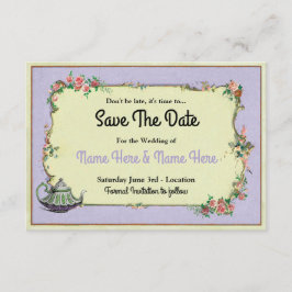 Sparen de Datum Wonderland Paarse Teapot Tea Save The Date