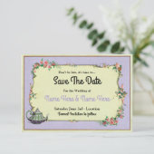 Sparen de Datum Wonderland Paarse Teapot Tea Save The Date (Staand voorkant)