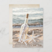 Sparen de Datum zeester en bericht in een fles Aankondigingskaart (Voorkant / Achterkant)