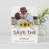 Sparen de Datum Zonnebloemen Weduwfoto Aankondiging (Staand voorkant)