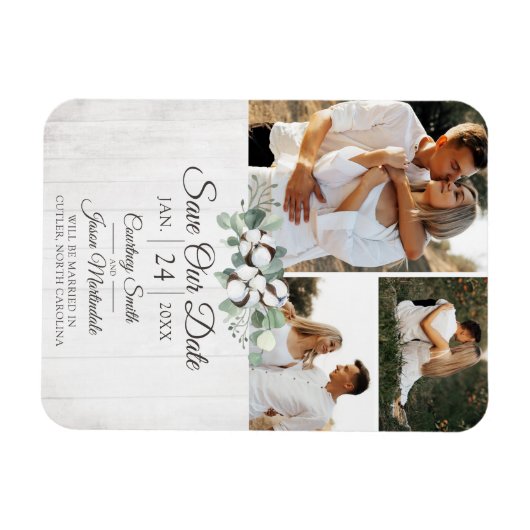 Sparen de Datum Zuidelijke Cotton bruiloft Magneet (Horizontaal)