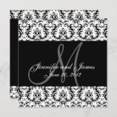 Sparen de Datum Zwart Damask Monogram Save The Date (Voorkant / Achterkant)