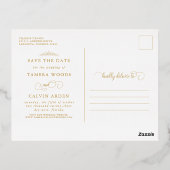 Sparen de Datum Zwart Gold Decoratief Lijst Folie Uitnodiging Briefkaart (Achterkant)