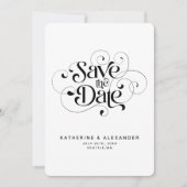 Sparen de datum zwarte en witte typografie elegant save the date (Voorkant)