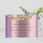 Sparen de Datum Zwarte Grote Roos Gold Paars Save The Date (Staand voorkant)