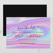 Sparen de Datum Zwarte Minimalisme Holographic Save The Date (Voorkant / Achterkant)