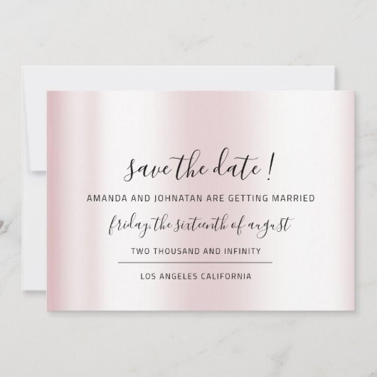 Sparen de Datum Zwarte Minimalisme Roze Pastel Save The Date (Voorkant)