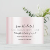 Sparen de Datum Zwarte Minimalisme Roze Pastel Save The Date (Staand voorkant)