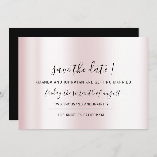 Sparen de Datum Zwarte Minimalisme Roze Pastel Save The Date (Voorkant / Achterkant)
